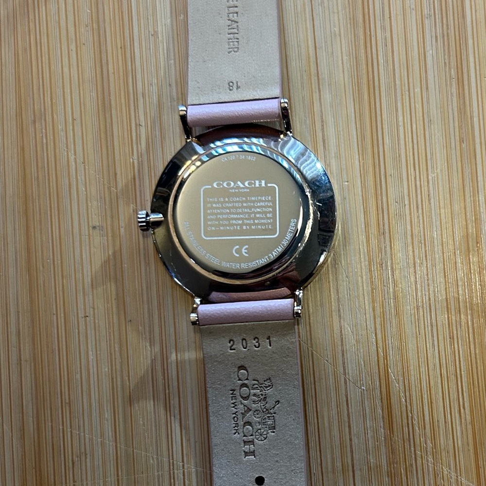Coach Perry Watch With 36mm Sparkley Face With Carriage & Pink Leather Band - Picture 4 of 7